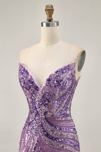 Sparkly Royal Blue Tight Beaded Strapless Short Homecoming Dress