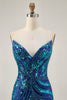 Load image into Gallery viewer, Sparkly Royal Blue Tight Beaded Strapless Short Homecoming Dress