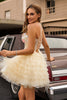 Load image into Gallery viewer, Floral Apricot Short Corset Tiered Homecoming Dress with Ruffles