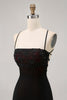 Load image into Gallery viewer, Black Tight Spaghetti Straps Short Homecoming Dress with Beading