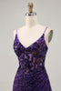 Load image into Gallery viewer, Sparkly Dark Purple Tight Short Corset Homecoming Dress with Sequins