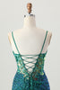 Load image into Gallery viewer, Sparkly Dark Green Sequins Short Corset Tight Homecoming Dress
