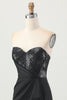 Load image into Gallery viewer, Sparkly Black Strapless Tight Short Corset Homecoming Dress with Sequins