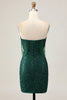 Load image into Gallery viewer, Sparkly Dark Green Sequins Tight Short Homecoming Dress with Beading