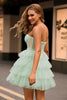 Load image into Gallery viewer, Light Green A Line Tulle Tiered Short Corset Homecoming Dress