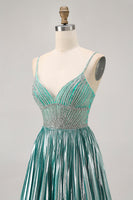 Load image into Gallery viewer, Sparkly Green A Line Metallic Short Homecoming Dress with Beading