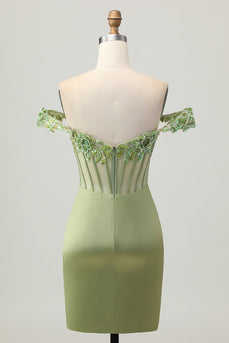 Sparkly Green Tight Short Corset Homecoming Dress