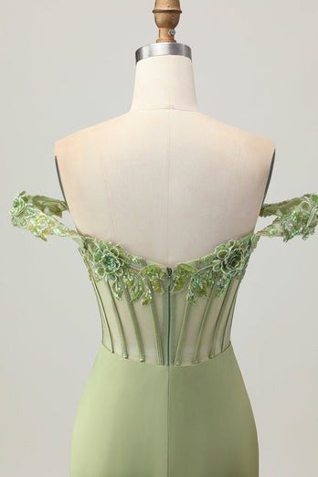 Sparkly Green Tight Short Corset Homecoming Dress