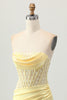 Load image into Gallery viewer, Yellow Tight Strapless Short Corset Homecoming Dress with Lace