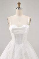 Load image into Gallery viewer, White Spaghetti Straps Short Corset Homecoming Dress with Lace