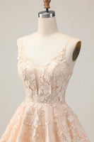 Load image into Gallery viewer, Floral Apricot Spaghetti Straps A Line Short Homecoming Dress
