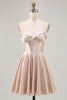 Load image into Gallery viewer, Champagne Sweetheart Satin Short Corset Homecoming Dress