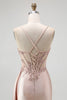 Load image into Gallery viewer, Sparkly Champagne Mermaid Spaghetti Straps Ruched Long Prom Dress with Beading
