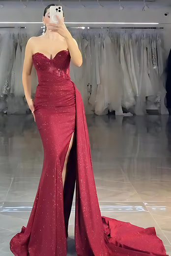 Sparkly Black Sweetheart Mermaid Long Corset Prom Dress with Beading