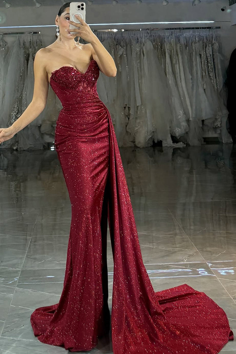 Load image into Gallery viewer, Sparkly Black Sweetheart Mermaid Long Corset Prom Dress with Beading