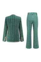 Load image into Gallery viewer, 2 Piece Dark Green Tweed Plaid Women Prom Suits