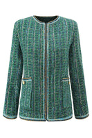 Load image into Gallery viewer, 2 Piece Dark Green Tweed Plaid Women Prom Suits