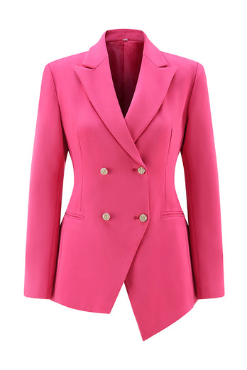 2 Piece Fuchsia Peak Lapel Double Breasted Women Prom Suits
