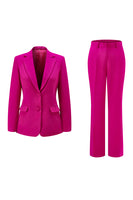 Load image into Gallery viewer, 2 Piece Dark Fuchsia Satin Notched Lapel Women Prom Suits
