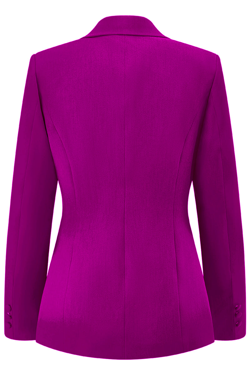 Load image into Gallery viewer, 2 Piece Dark Fuchsia Satin Notched Lapel Women Prom Suits