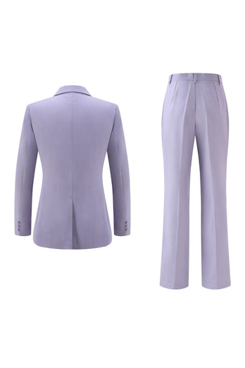 2 Piece Lilac Peak Lapel Long Sleeves Women Prom Suits with Sash
