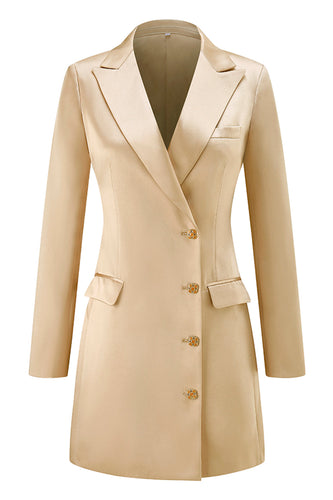 Champagne Single Breasted Peak Lapel Long Sleeves Prom Blazer