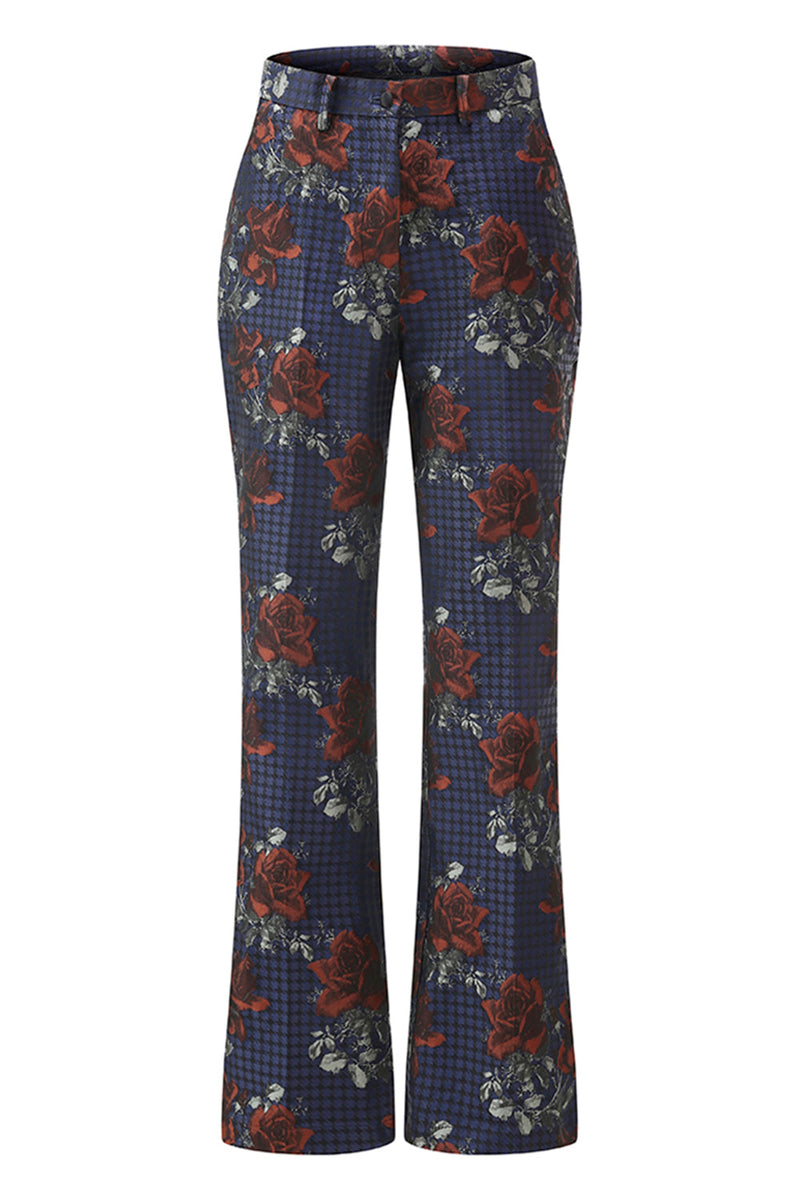 Load image into Gallery viewer, Floral Blue Red 2 Piece Peak Lapel One Button Women Prom Suits