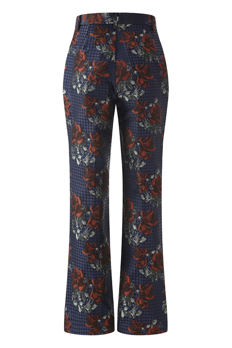 Load image into Gallery viewer, Floral Blue Red 2 Piece Peak Lapel One Button Women Prom Suits