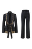 Load image into Gallery viewer, 2 Piece Black Shawl Lapel Leopard Printed Women Prom Suits with Bow