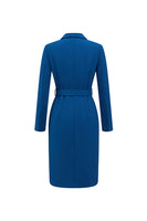 Load image into Gallery viewer, Ink Blue Double Breasted Notched Lapel Midi Blazer Dress with Belt