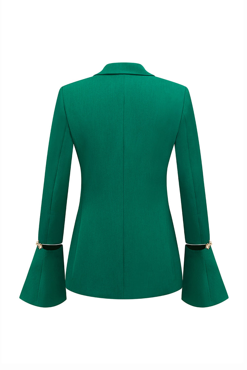 Load image into Gallery viewer, Dark Green 2 Piece Double Breasted Peak Lapel Prom Suits with Pearls