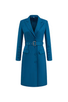 Load image into Gallery viewer, Dark Blue Peak Lapel Single Breasted Midi Blazer Dress with Belt