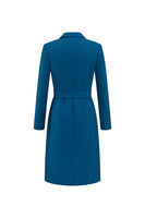 Load image into Gallery viewer, Dark Blue Peak Lapel Single Breasted Midi Blazer Dress with Belt