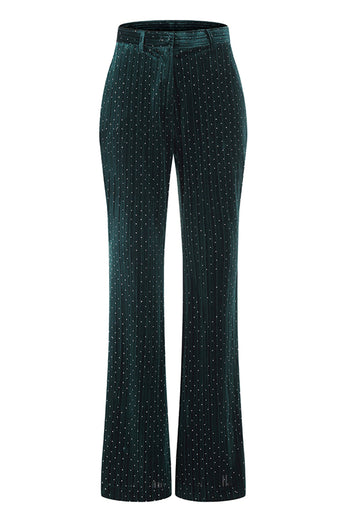 2 Piece Sparkly Dark Green Single Breasted Peak Lapel Women Prom Suits