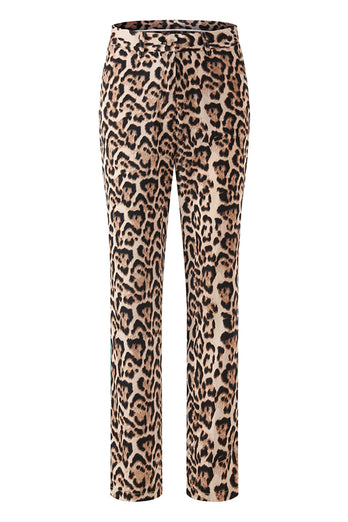 2 Piece Coffee Leopard Peak Lapel Long Sleeves Women Prom Suits