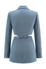 Load image into Gallery viewer, 2 Piece Grey Blue Cut Out Notched Lapel Women Prom Suits