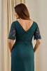 Load image into Gallery viewer, Pine Chiffon Ruched Sheath V-Neck Midi Wedding Guest Dress with Lace