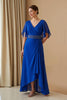 Load image into Gallery viewer, Royal Blue Chiffon Sheath V-Neck Long Wedding Guest Dress with Beading