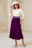 Load image into Gallery viewer, Navy A Line Chiffon Boat Neck Midi Wedding Guest Dress with Appliques