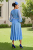Load image into Gallery viewer, Light Blue Chiffon A Line Pleated Long Wedding Guest Dress with Beading
