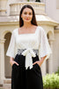 Load image into Gallery viewer, Black and White Chiffon Square Neck Long Wedding Guest Dress with Bow