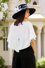 Load image into Gallery viewer, Black and White Chiffon Square Neck Long Wedding Guest Dress with Bow