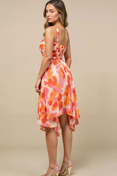Sunset Chiffon One Shoulder High-Low Ruffled Wedding Guest Dress