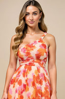 Load image into Gallery viewer, Sunset Chiffon One Shoulder High-Low Ruffled Wedding Guest Dress