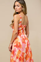 Load image into Gallery viewer, Sunset Chiffon Pleated Thick Straps Midi Wedding Guest Dress