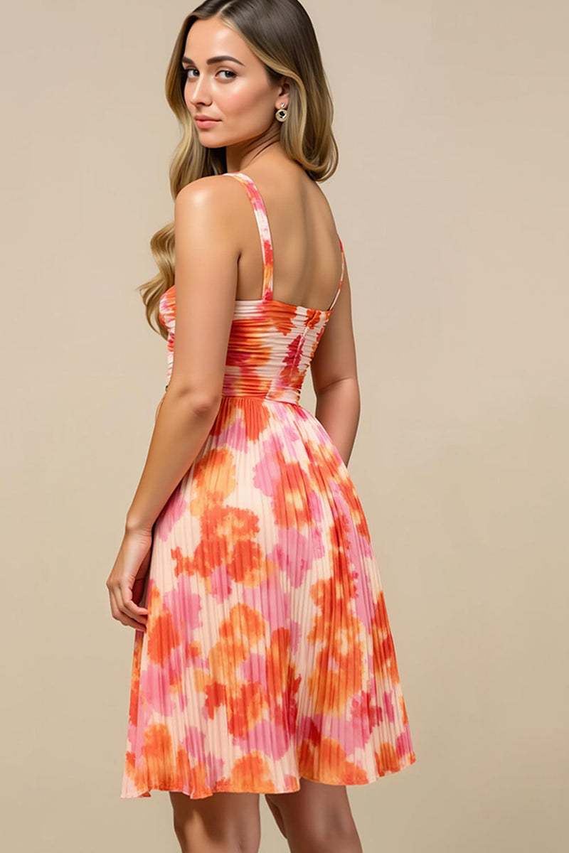 Load image into Gallery viewer, Sunset A Line Chiffon Short Wedding Guest Dress with Pleats