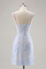 Load image into Gallery viewer, Floral Light Blue Tight Ruched Short Corset Homecoming Dress