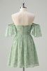 Load image into Gallery viewer, Floral Sage Green Off the Shoulder Short Homecoming Dress with Ruffles