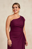 Load image into Gallery viewer, Burgundy Sheath Chiffon Plus Size Long Mother of the Bride Dress with Beading