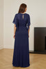 Load image into Gallery viewer, Dark Green Chiffon Sheath Ruched Long Mother of the Bride Dress with Ruffles